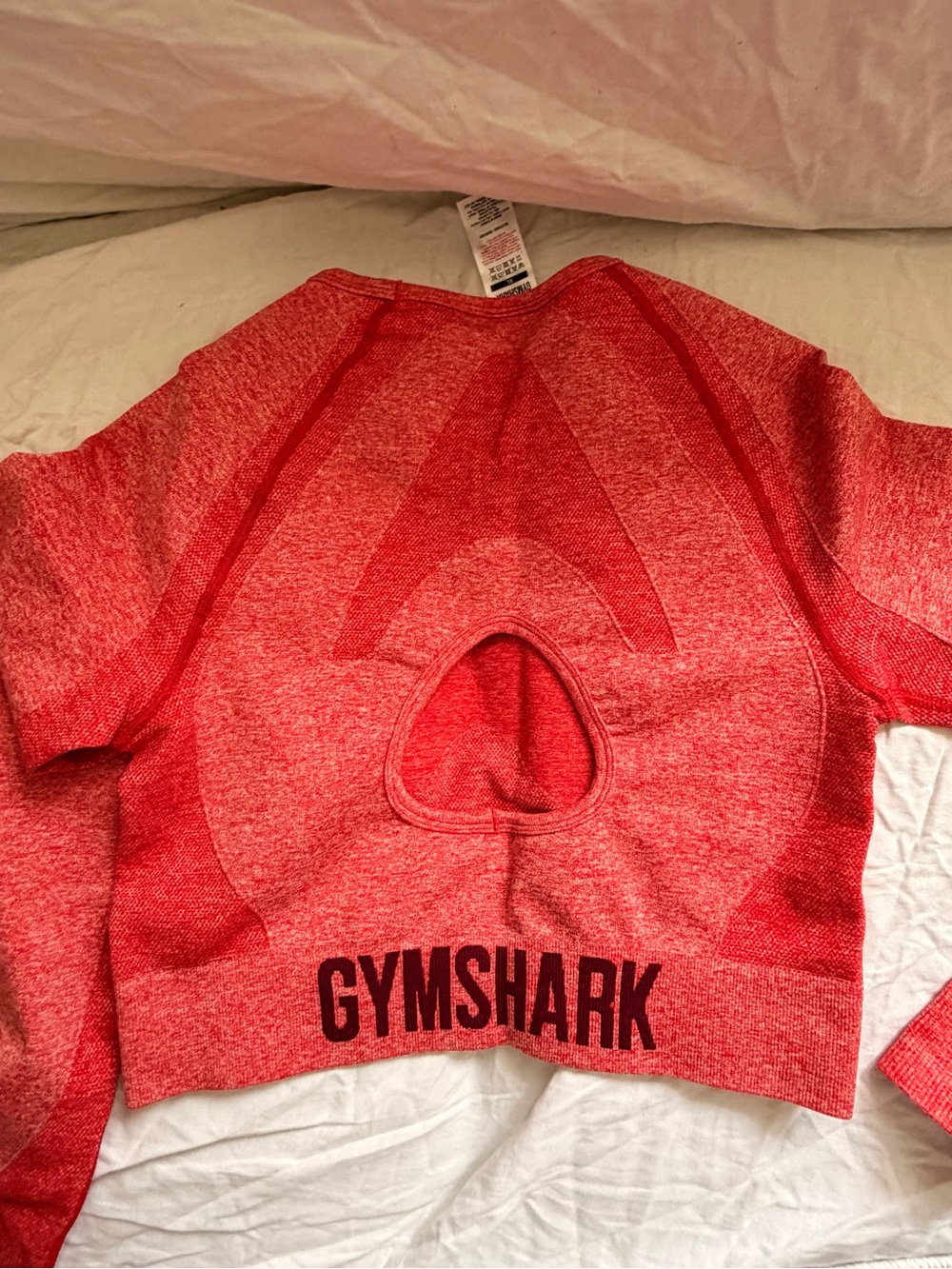 Gymshark Red Seamless Cropped Workout Top XLARGE - Picture 4 of 4